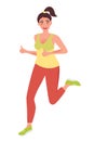 Happy girl on a morning jog and workout. Sports, Jogging, fitness. Healthy lifestyle. Vector graphics